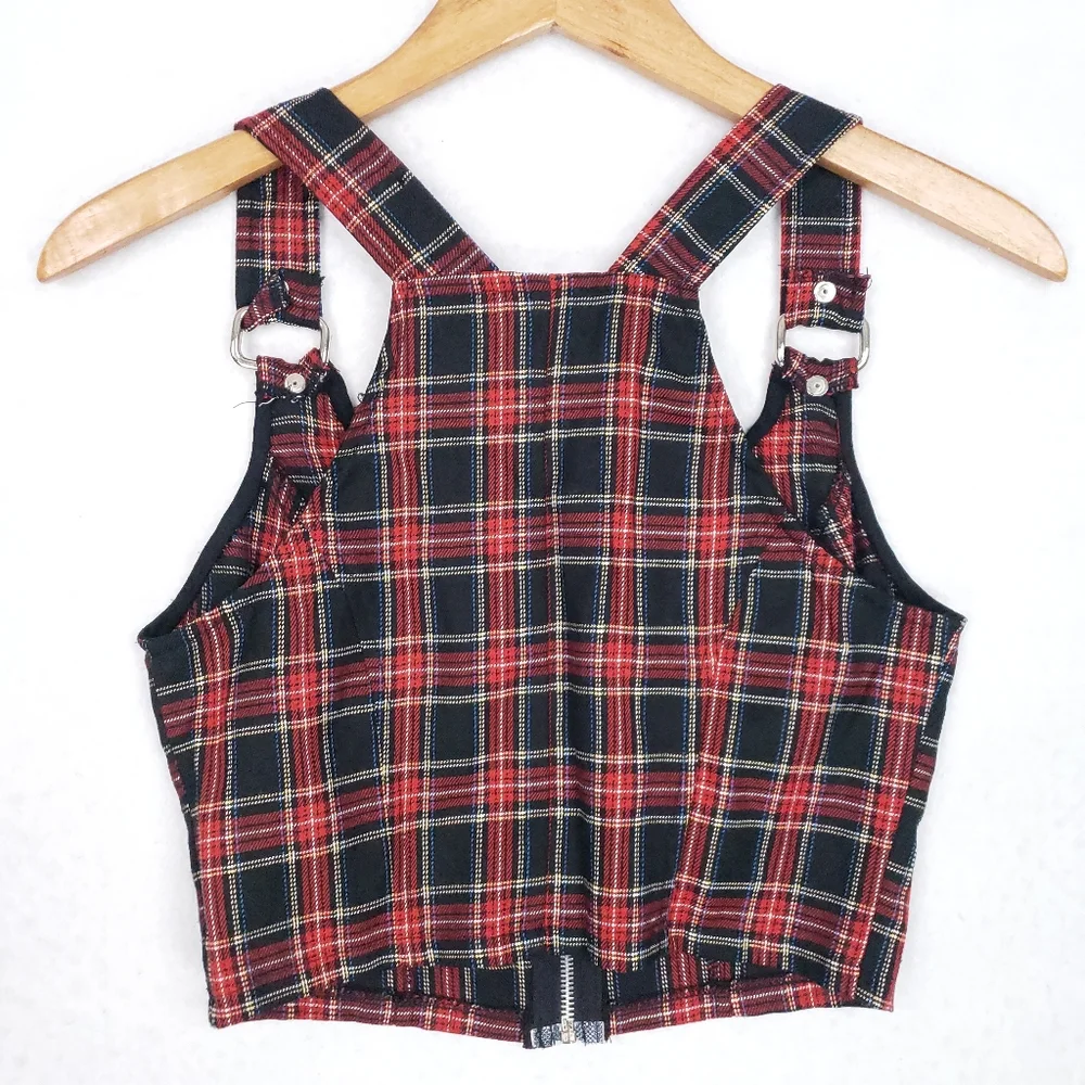 Rare Vintage Lip Service Plaid Punk Zip Up Goth Top - Picture 8 of 10